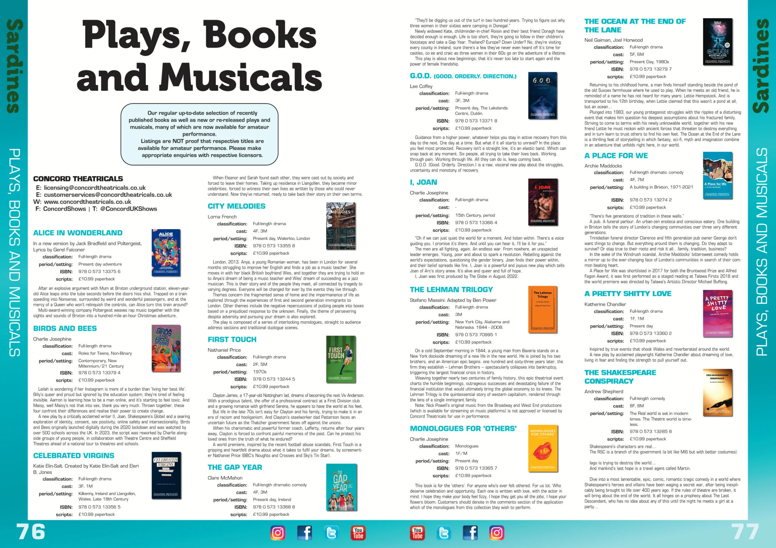 BOOKS, PLAYS and MUSICALS